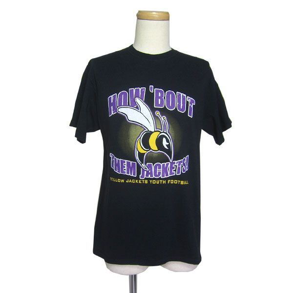 FRUIT OF THE LOOM プリントTシャツ 蜂 フットボールチーム 黒色